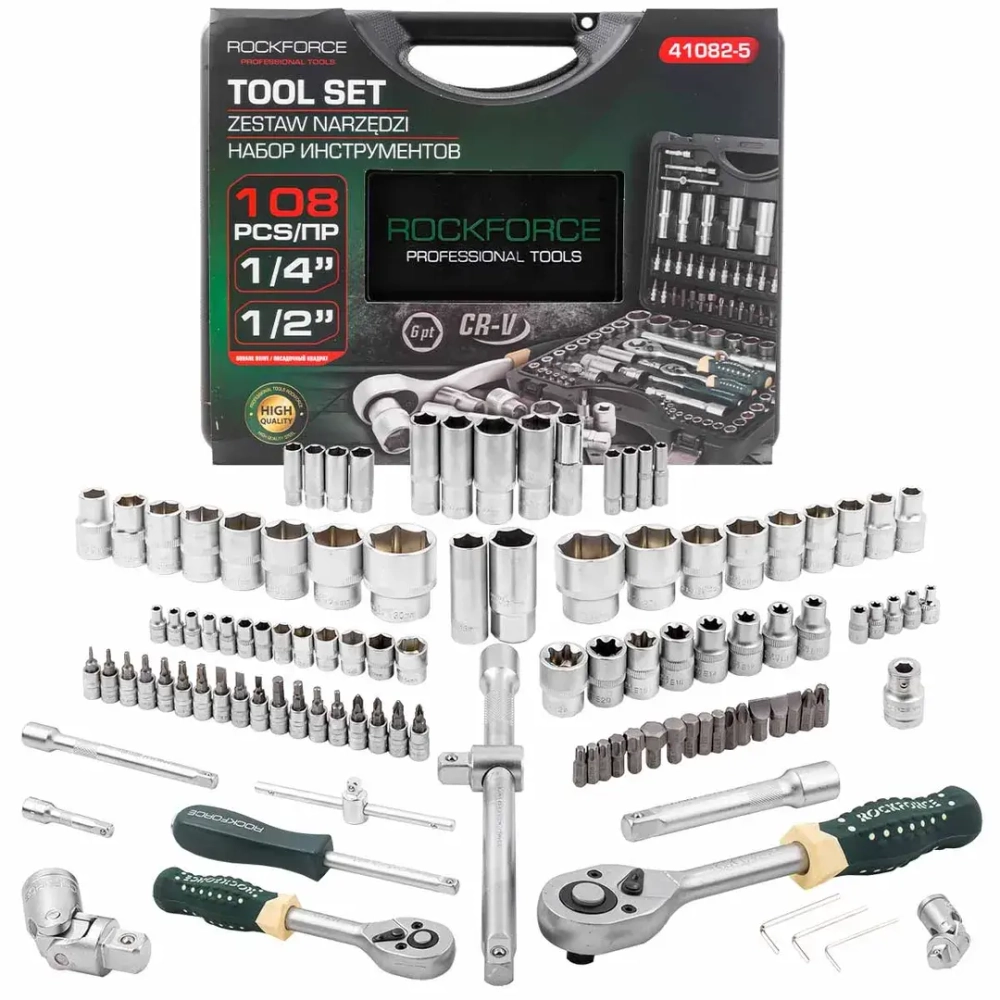 Набор инструментов 108пр. 1/4'',1/2''(6гр.)(4-32мм) RockForce##Rock FORCE RF-41082-5