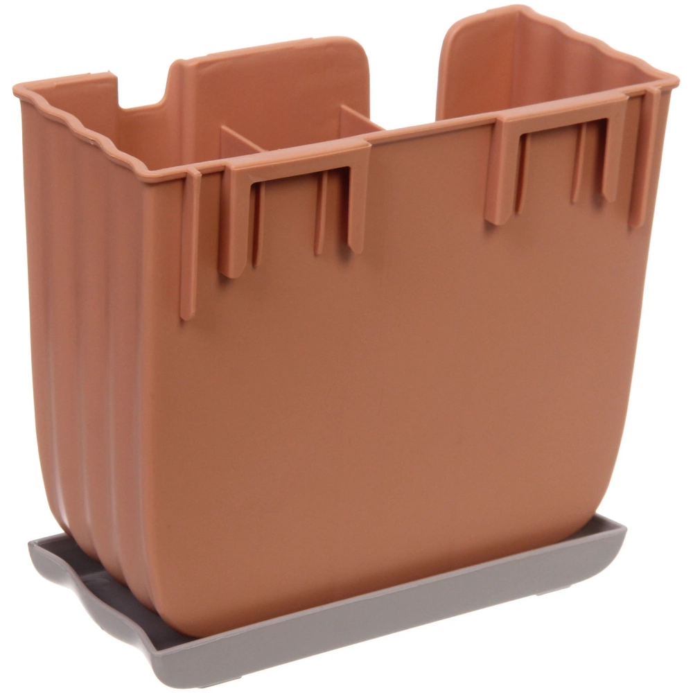 Подставка для столовых приборов «Стиль» 16*15*7,5см 3 секции с поддоном пластиковая, микс