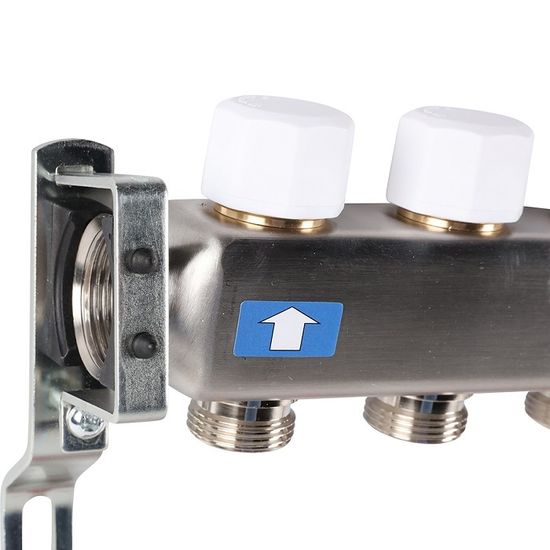 Коллектор Rommer 1"x3/4" на 7 контуров с расходомерами (нерж. сталь) RMS-1200-000007