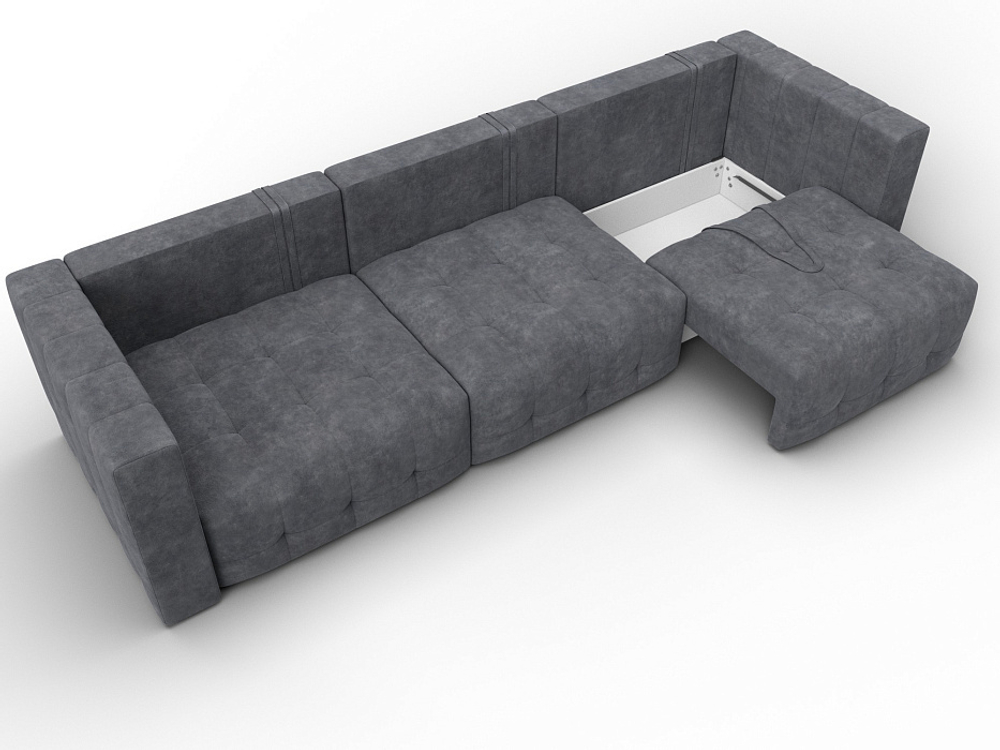 Диван прямой Лига-052 НПБ Лонг, BRUT 16 ВЕЛЮР темно-серый