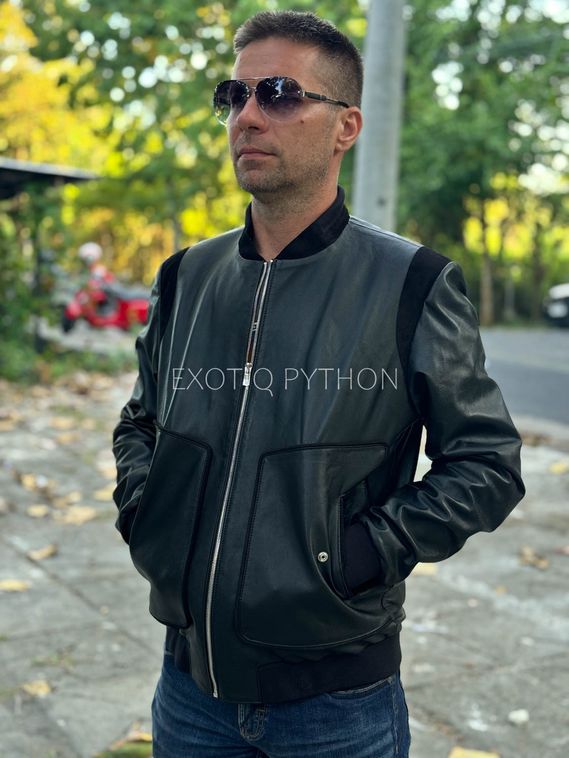Мужская куртка бомбер из кожи ягненка JT-125