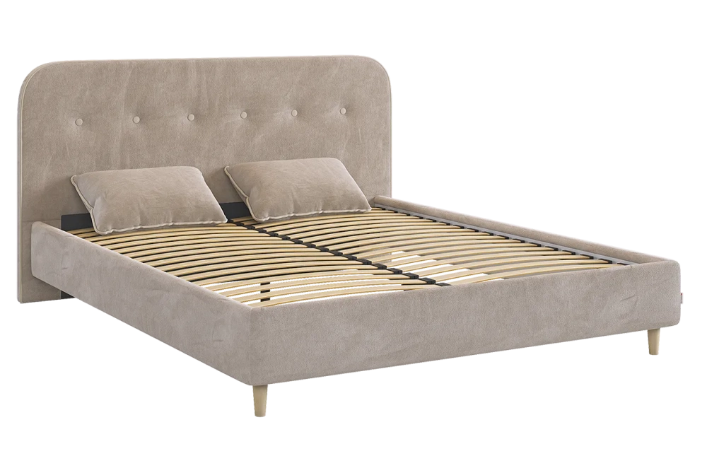 Кровать с основанием Лео 160х200 см (галька (велюр)/графит (велюр)), (графит (велюр)/галька (велюр)), (латте (велюр)/капучино (велюр)), (мята (велюр)/галька (велюр)), (топаз (велюр)/галька (велюр))