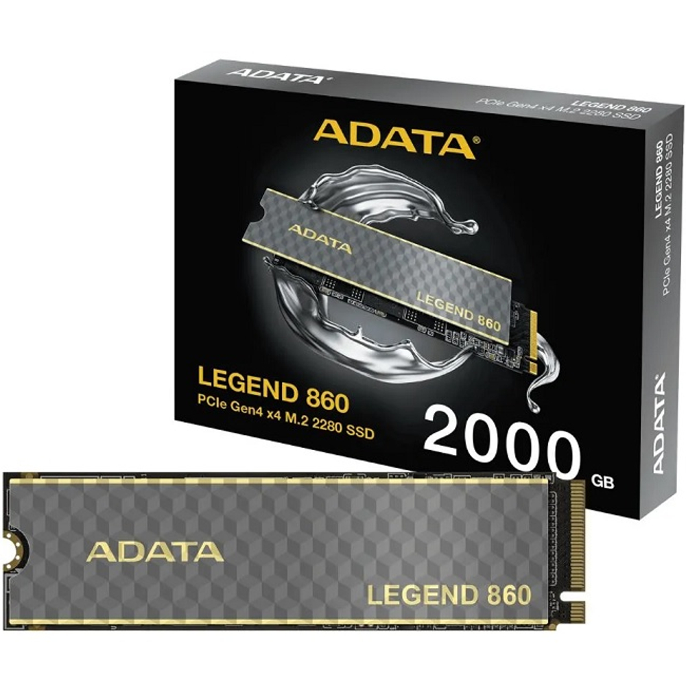 Жесткий диск SSD M.2 2Tb ADATA Legend 860, 6000/5000MBs, 450000 IOPS, TLC 3D NAND, 2280, PCI-E 4.0 x4 (SLEG-860-2000GCS)