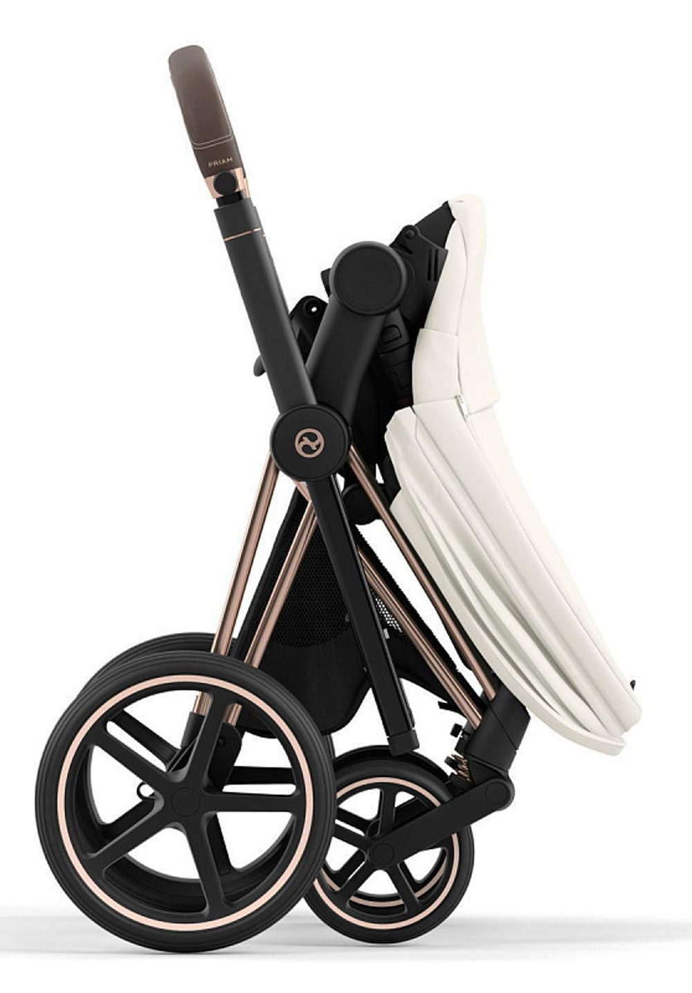 Коляска 3 в 1 Cybex Priam IV Rosegold complete и автокресло Cloud T i-Size Sepia Black Plus Off White