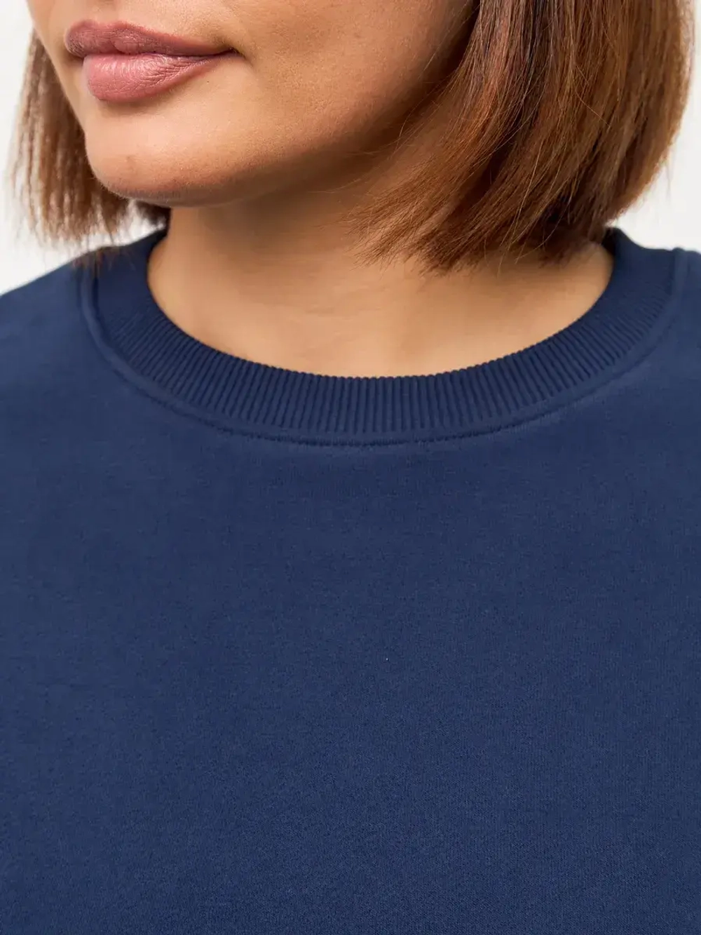 Свитшот оверсайз утепленный с рукавами 3/4 индиго