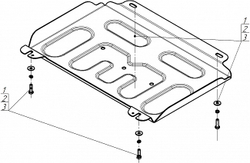 Защита двигателя, переднего дифференциала 2 мм, Сталь. для Foton Tunland V9 2024-н.в., Motodor.77508