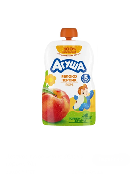 Пюре фруктовое Агуша Яблоко-персик 90гр пауч