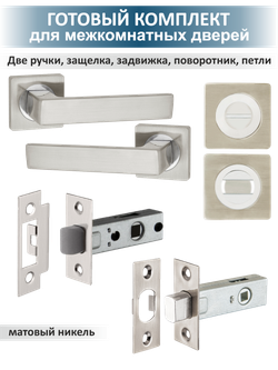 Ручка дверная с защёлкой и задвижкой OPTIMA матовый никель