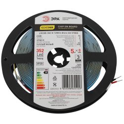 Светодиодная лента ЭРА LRCOB-352-8-12W/m 8mm 24V 2700K 3 years теплый белый 5м | Светодиодные ленты COB 24В 3 года