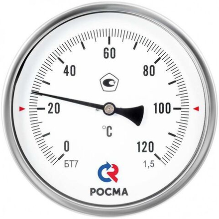 Термометр биметаллический тип БТ-51.211 корпус - 100 мм, G1/2" (сзади), Росма