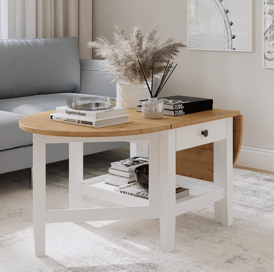Журнальный стол с ящиком ВУХТЫМ (АРКЕЛЬСТОРП), 140х65х52 см, белый/светло-коричневый