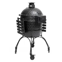 Керамический угольный гриль DinoEgg Classic Black, 46 см, с ножками и столиками