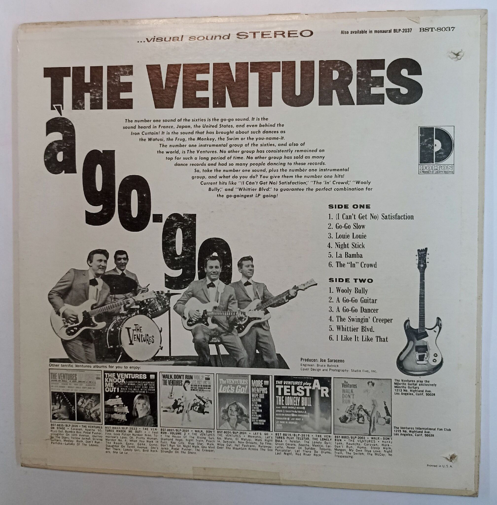 Винтажная виниловая пластинка The Ventures A Go Go (USA 1965)