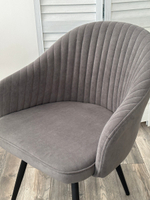 Стул М-City DISAUR Авиор (Avior) поворотный на поворотный на 360 градусов, B28 темно-серый, Велюр, Черный каркас