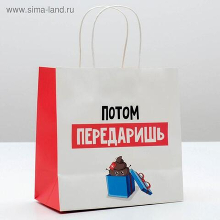 Пакет подарочный «Потом передаришь» 22 × 22 × 11 см.
