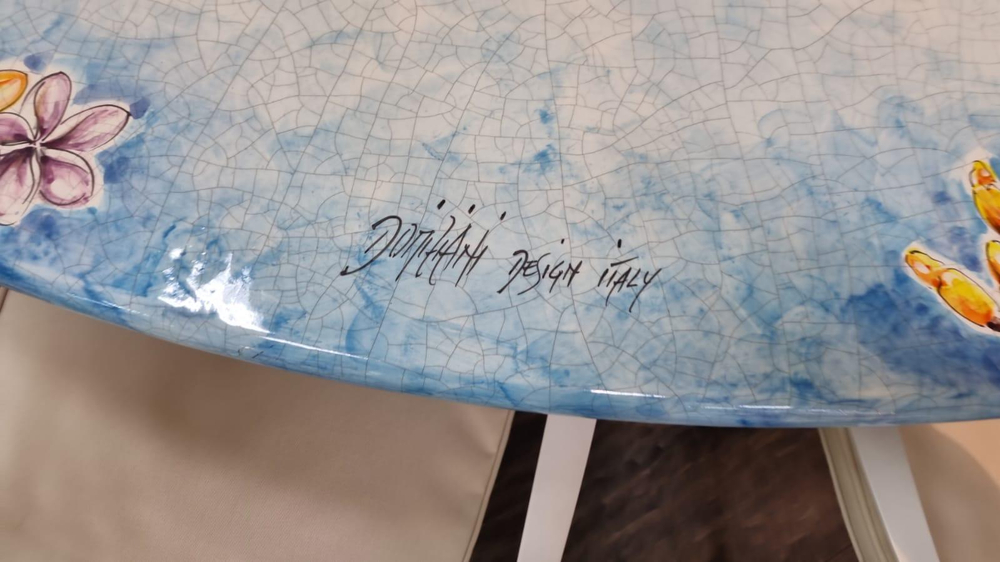 Столовая группа Domiziani Tropical на 10 персон, стол из лавового камня диам. 230 см, кресла нерж. сталь - 10 шт., Италия