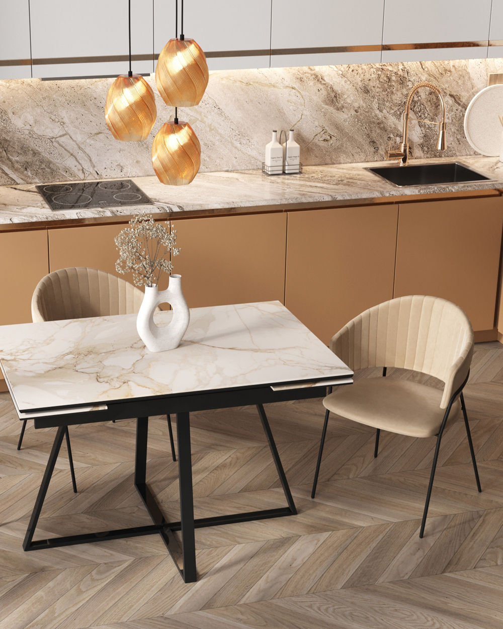 Стол Кассика 120*80 см столешница керамика белый/ раскладной