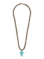 Колье "Stone Cross" из тигрового глаза с турквенитом