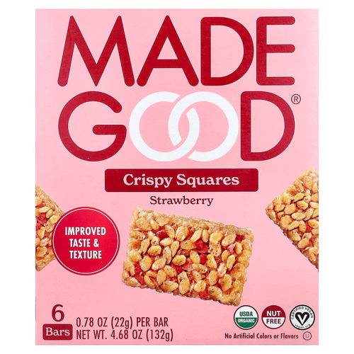 MadeGood, Хрустящие батончики, с клубникой, 6 батончиков по 22 г (0,78 унции)