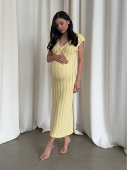 Платье вязаное, ажурное, с v-образным вырезом, без рукавов