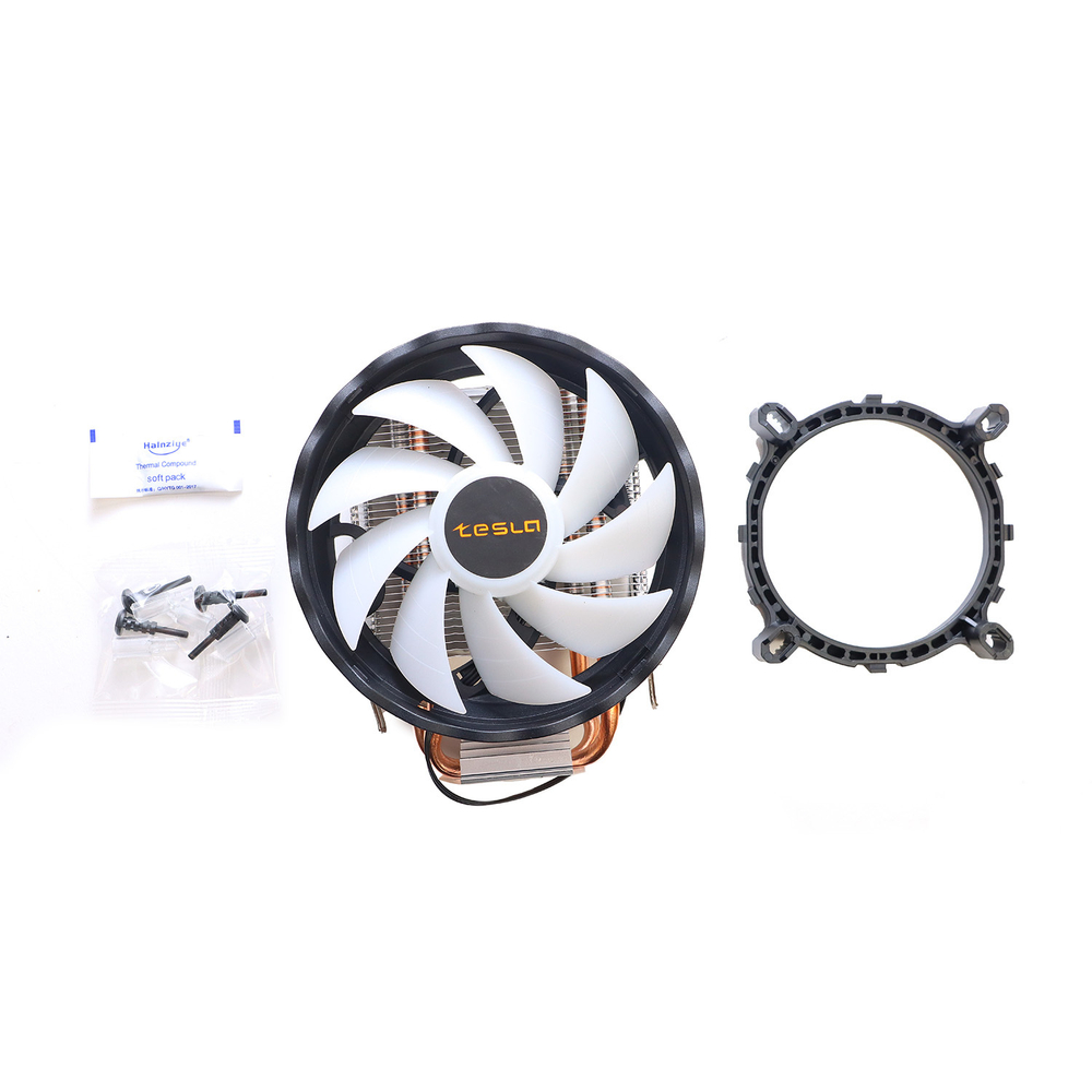 Кулер для CPU TESLA 920W, 1х120мм, 1600rpm, 3-pin, Al+Cu, серебристый-черный-белый/White, 47CFM, 23дБ, 2-PIPE(прямой контакт), TDP 135Вт, INTEL 1700/1200/115x/775/1366, AMD AM5/AM4/AM3(+)/AM2(+)/FM2(+)/FM1/754/940/939 (TSL-920-W)