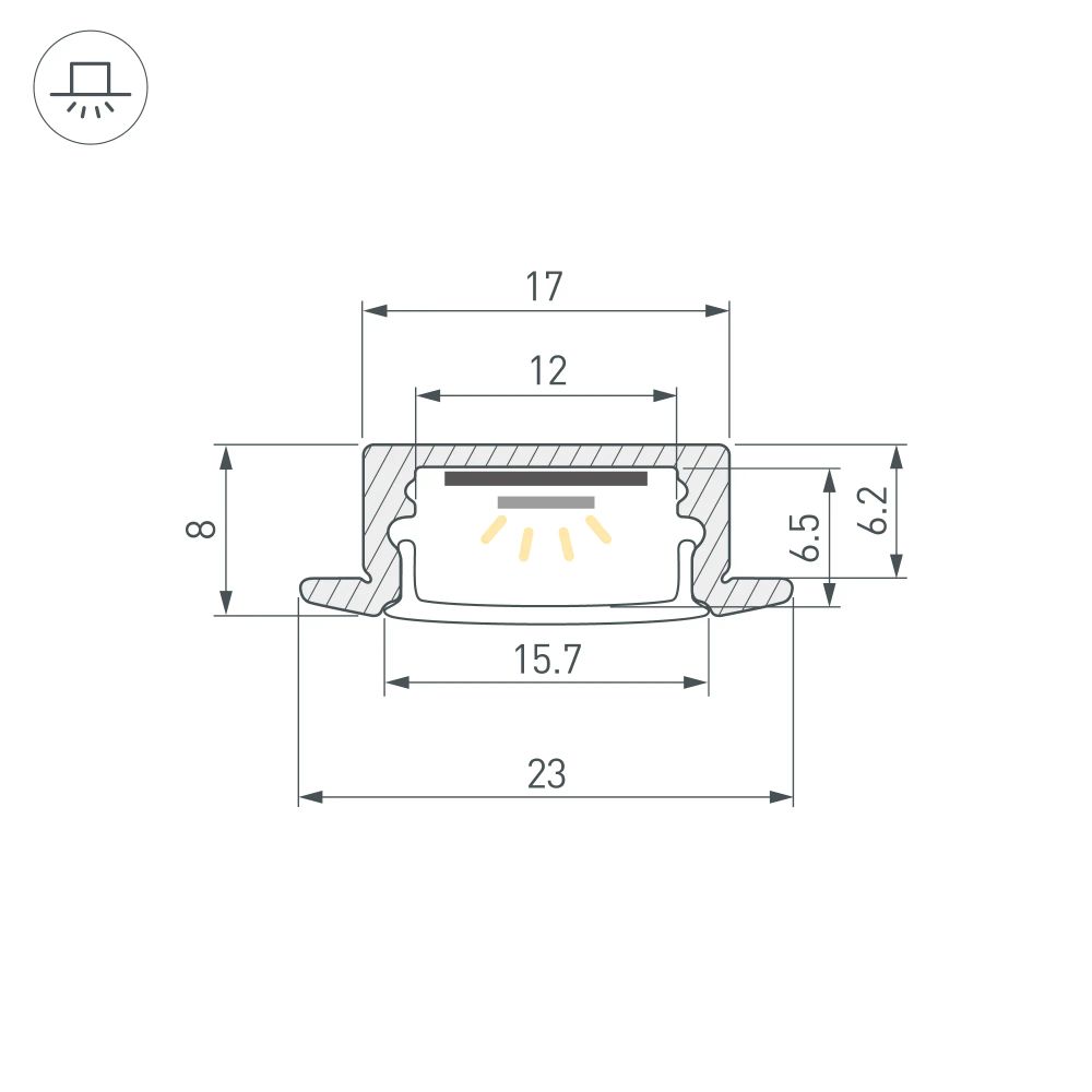 Профиль LINE-2308-F-2000 ANOD GOLD (Arlight, Алюминий) 039989