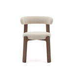 Granite Стул на 4 ножках из бежевого шенилла и массива ясеня в отделке орех