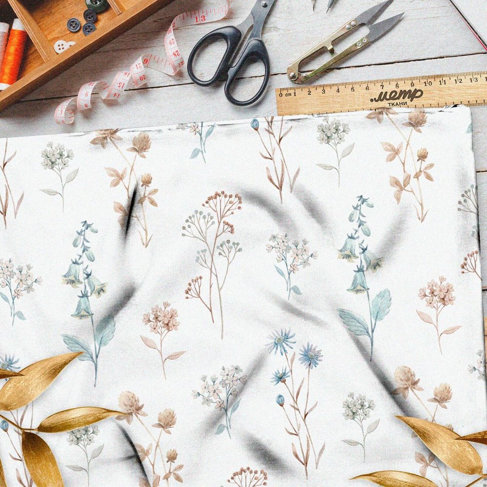 Ткань футер 2-х нитка нежные полевые цветы