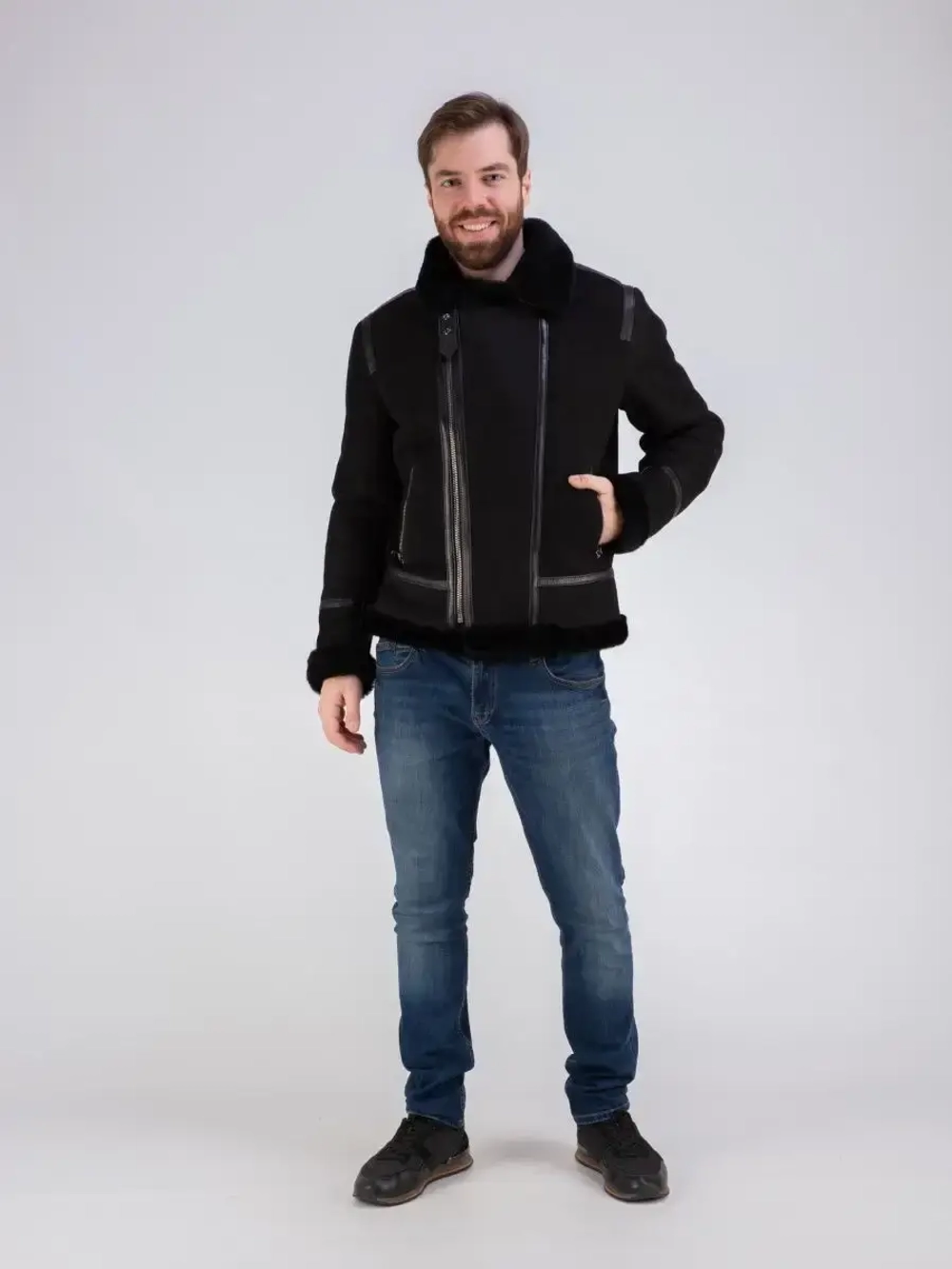 Дубленка мужская натуральная авиатор зимняя Турция