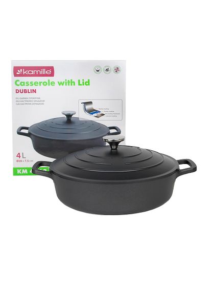 Кастрюля низкая 4 л. Kamille KM 4463 серия DUBLIN из литого алюминия с антипригарным покрытием с крышкой