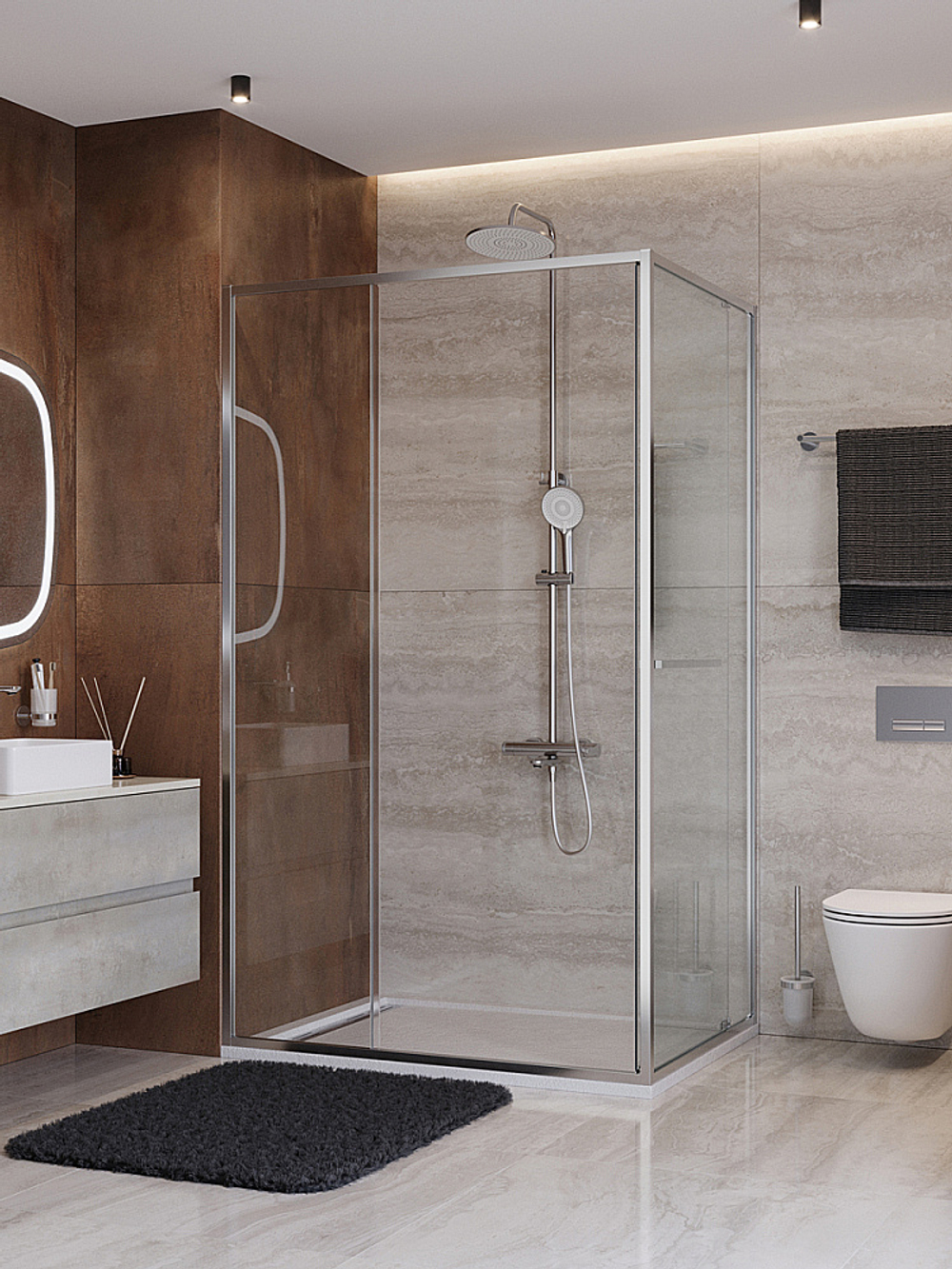 Душевой уголок CEZARES LUX-AH-FS-11-120/90-C-CR 120х90 профиль хром/стекло прозрачное