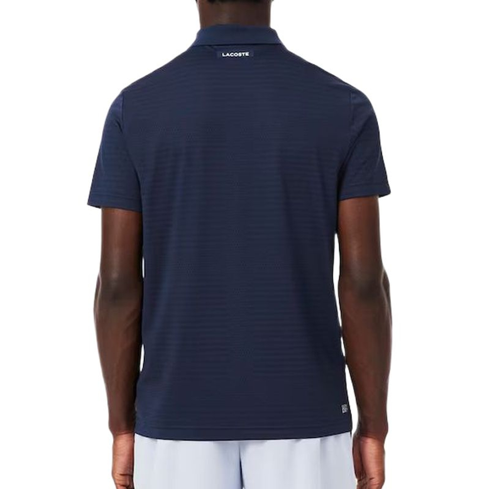 Мужское теннисное поло Lacoste Ultra Dry Stretch Jacquard Tennis - navy blue