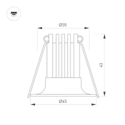 Светильник MS-FOGGY-BUILT-R45-5W Day4000 (WH, 36 deg, 230V) (Arlight, IP54 Металл, 5 лет) 044622