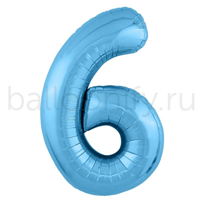 Шар ЦИФРА 6 Металлик Cool Blue 40" 102 см