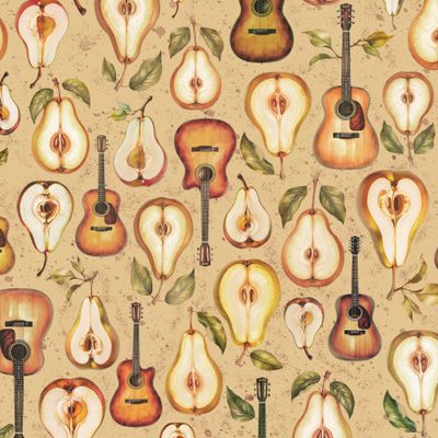 Груши и гитары на бежевом