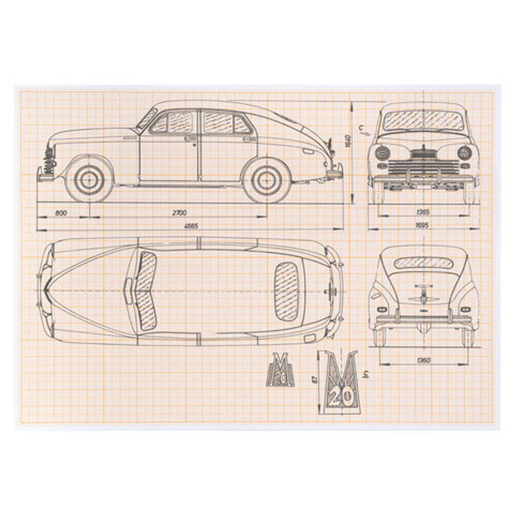 Бумага масштабно-координатная (миллиметровая), папка А4, оранжевая, 10 листов, 65 г/м2, STAFF, 113484
