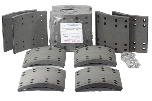 Рем. комплект тормозных накладок а/м КАМАЗ/НЕФАЗ мост RABA (Сверл./расточен./с заклёпками/ширина 180мм./ к-т 8 шт.) (865-01-3341-013/014) Тамбов АТИ