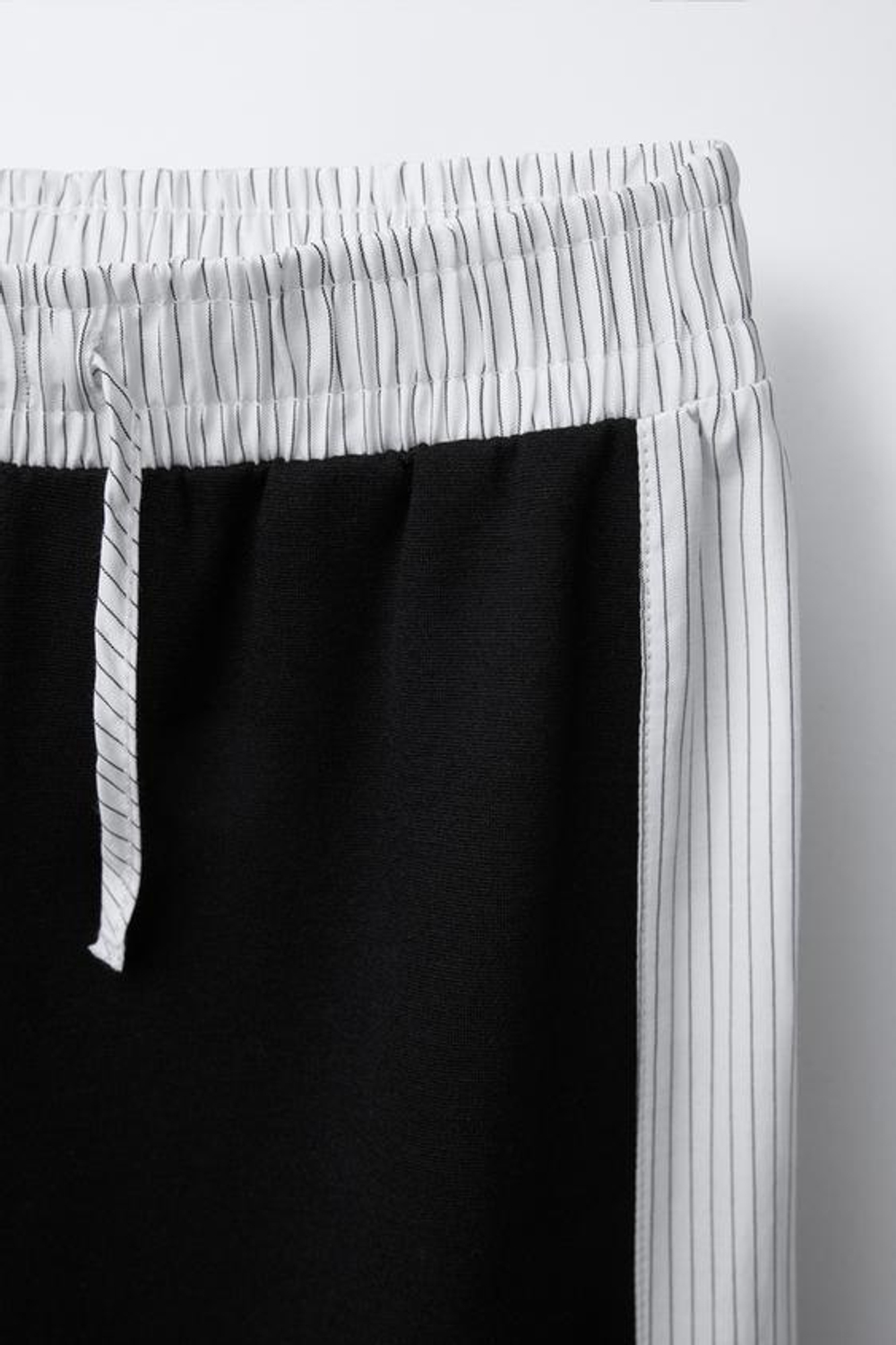 ZARA БРЮКИ WIDE LEG С ЛАМПАСАМИ В ПОЛОСКУ, ЧЕРНЫЙ