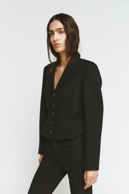 ZARA КОРОТКИЙ БЛЕЙЗЕР С ОТСТРОЧКОЙ — ZW COLLECTION, ЧЕРНЫЙ
