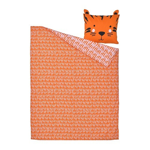 НАТТХЭГЕР NATTHАGER Пододеяльник и наволочка 150x200/50x60 см, оранжевый/тигр