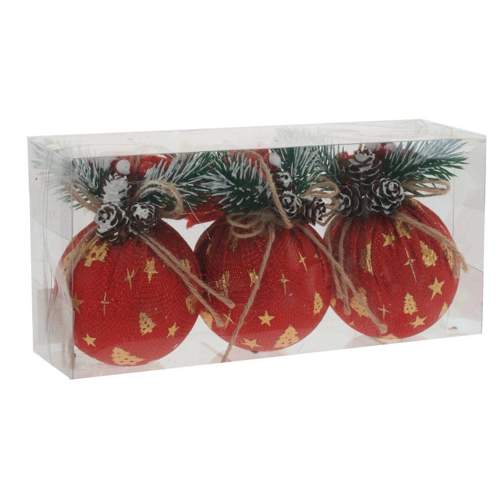 GAEM Набор из 3шт Украшение новогоднее "Шар", D 7.5 см, L23,5 W8 H11,5 см