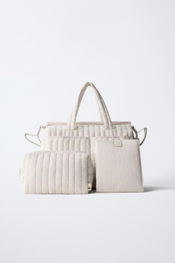 ZARA НАБОР СУМОК ДЛЯ МАМ «ВИШИ», БЕЛЫЙ