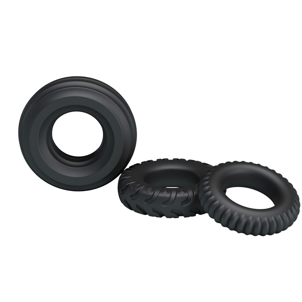 Набор из 3 силиконовых эрекционных колец BAILE Ring черные BI-210179