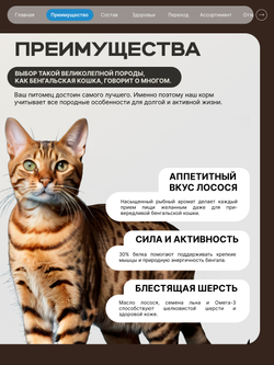 Корм сухой для взрослых кошек породы Бенгальская кошка, с лососем, 5 кг, QUATTRO