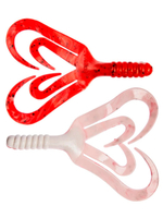 Твистер несъедобный Helios Credo Four tail 3,35"/8,5 см Red & White 100шт. (HS-20-003-N)