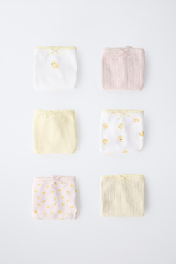 ZARA НАБОР ИЗ ШЕСТИ ТРУСОВ С ПРИНТОМ «УТЯТА», БЕЛЫЙ