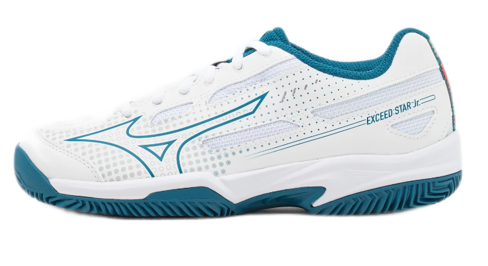 детские Кроссовки теннисные Mizuno Exceed Star Jr CC - white/moroccan blue/turquoise