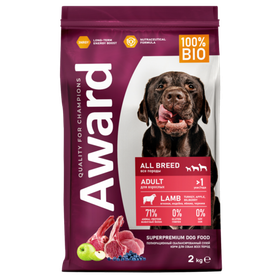 Award Dog All Breeds Adult с ягненком и индейкой с добавлением яблока и черники 2кг.