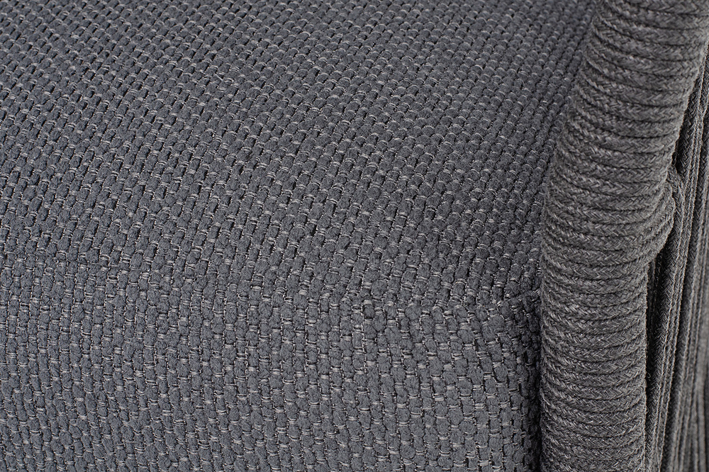 "Лугано" диван 3-местный плетеный из роупа, каркас алюминий темно-серый (RAL7024) муар, роуп темно-серый круглый, ткань темно-серая YB25-0027