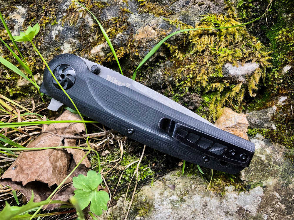 Складной нож Biker Z M390 Black G10 StoneWash